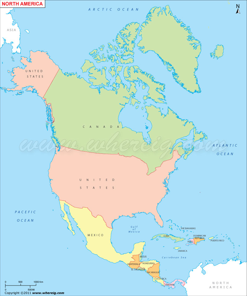 Political Map Of North America