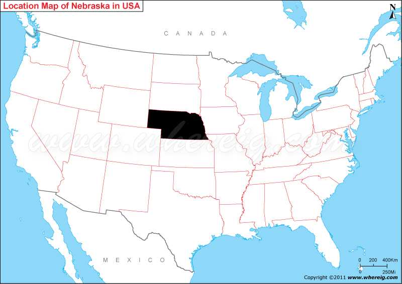 Where is Nebraska Located, Nebraska Location in US Map