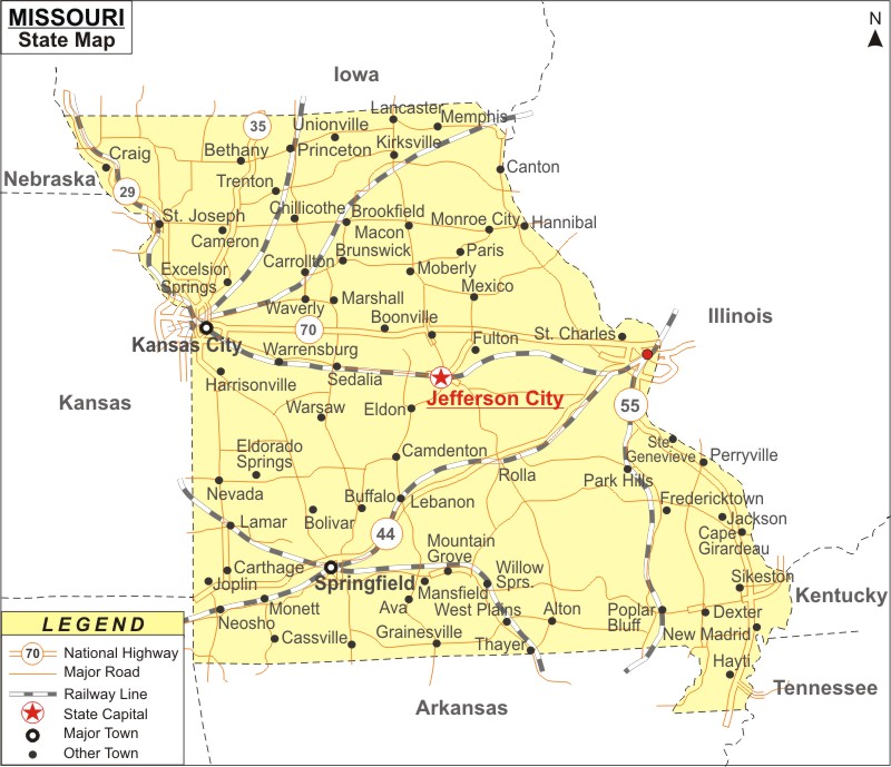 Map Of Missouri Cities