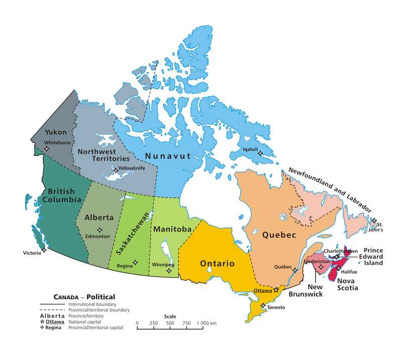 Canada Provinces and Capitals Map Canada Provinces and Capitals Map