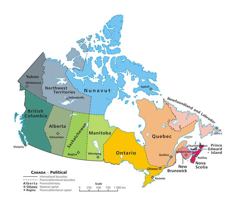 Canada Provinces and Capitals Map