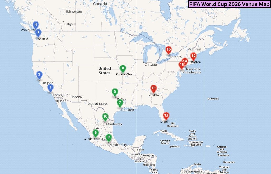 FIFA World Cup 2026 Venues Map