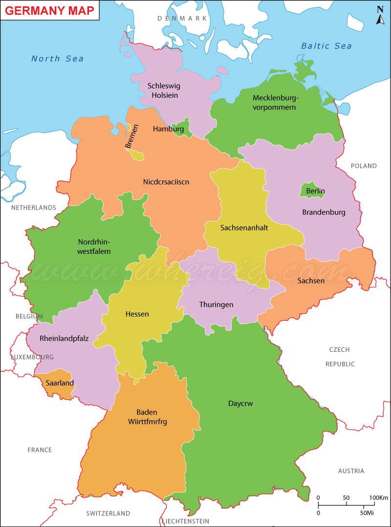 german states and capitals map