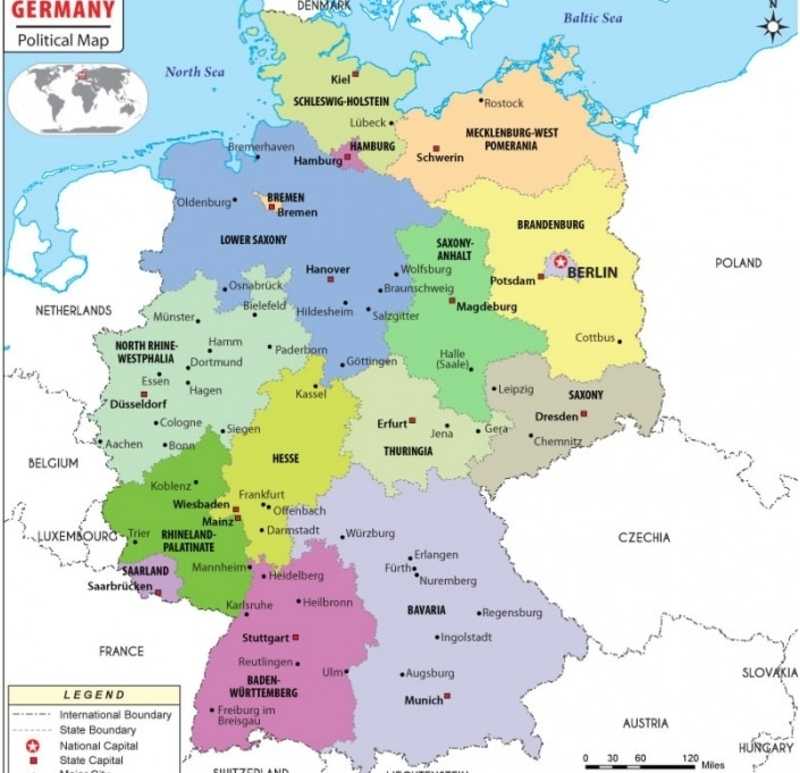 Germany States and Capitals Map