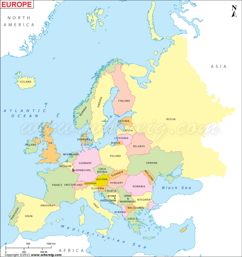 Europe Map - Map of European Countries