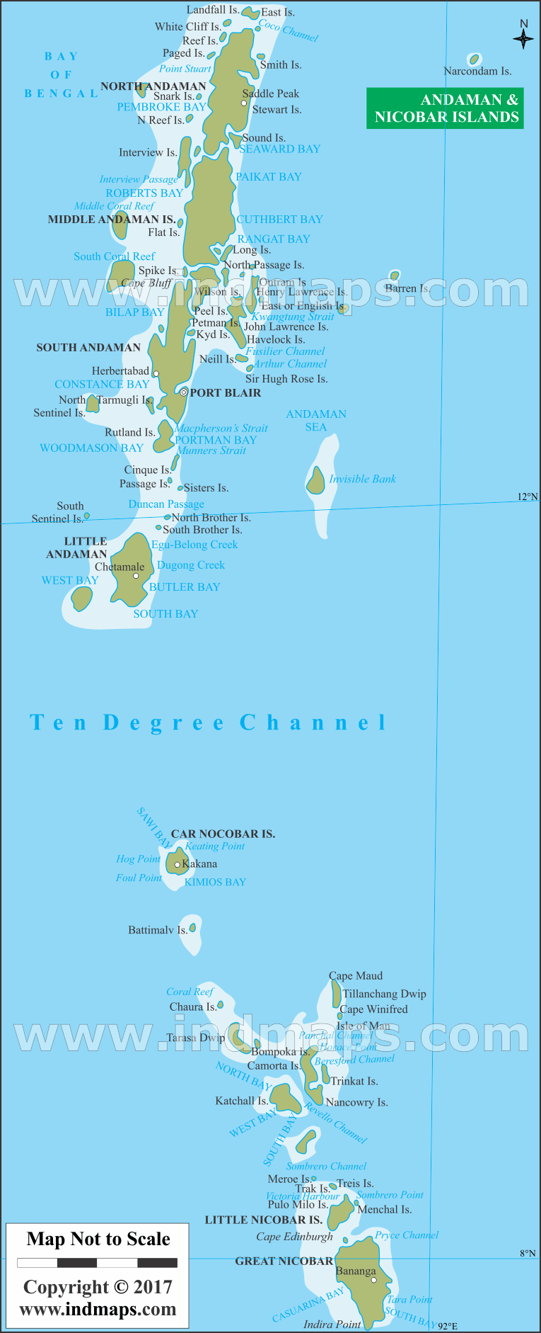 Andaman and Nicobar Islands Map, India