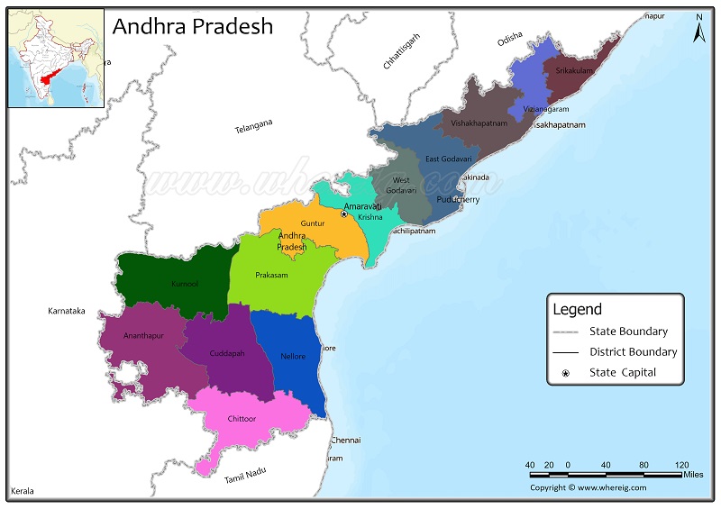 Andhra Pradesh District Map, List of Districts in Andhra Pradesh
