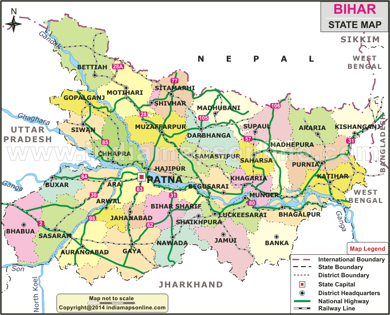 Bihar Map, India