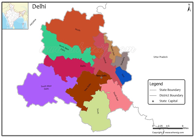 Delhi District Map, List of Districts in Delhi