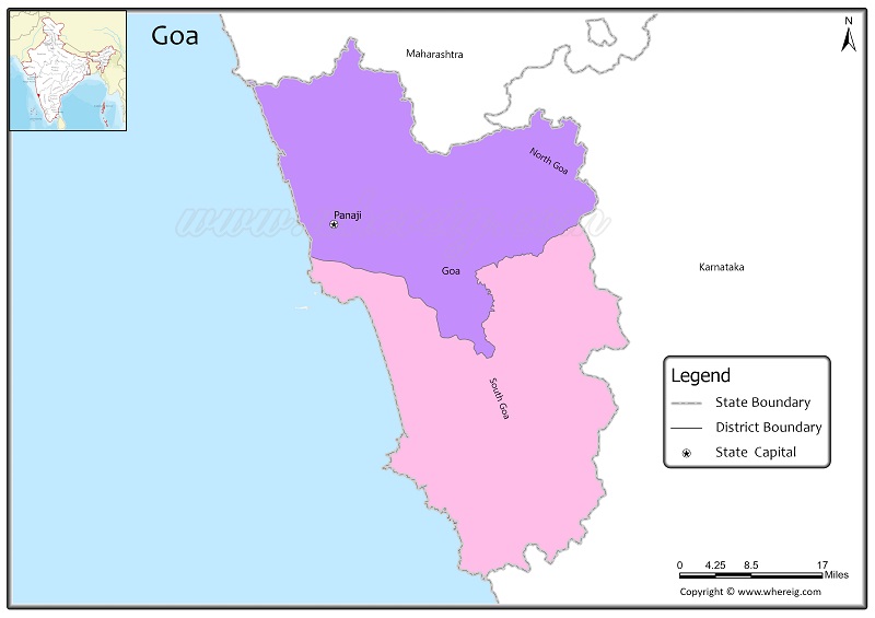 Goa District Map, List of Districts in Goa