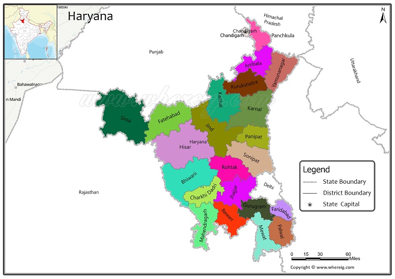 Haryana District Map, List of Districts in Haryana