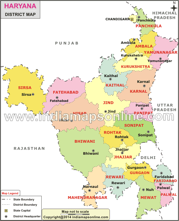 Haryana Map, India