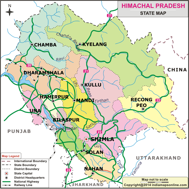 Himachal Pradesh Map, India