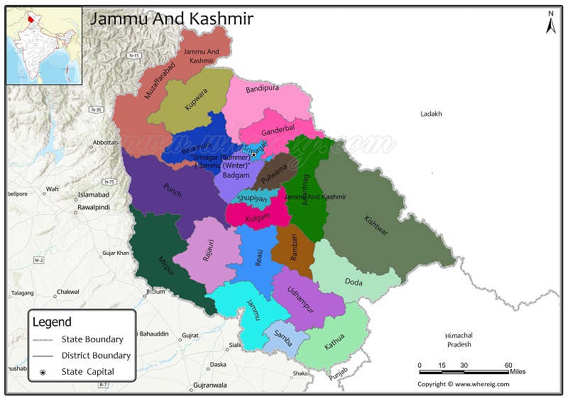 Jammu and Kashmir District Map, List of Districts in Jammu and Kashmir