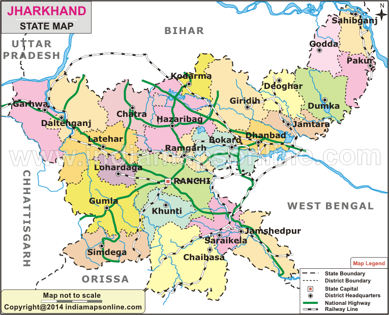 Jharkhand Map, India
