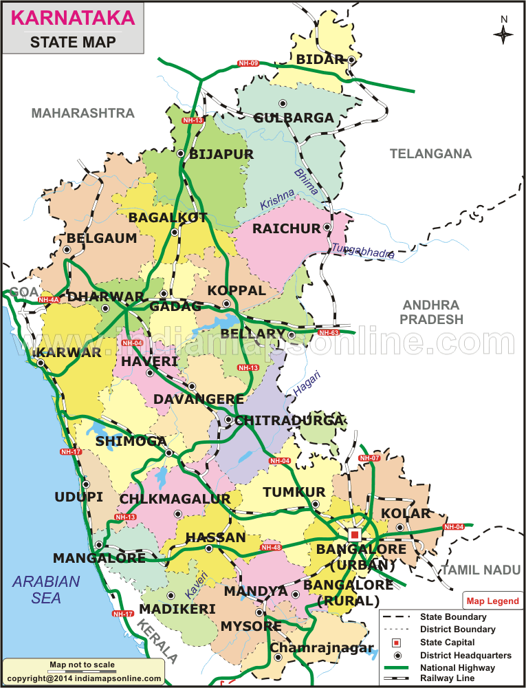 Karnataka Map, India