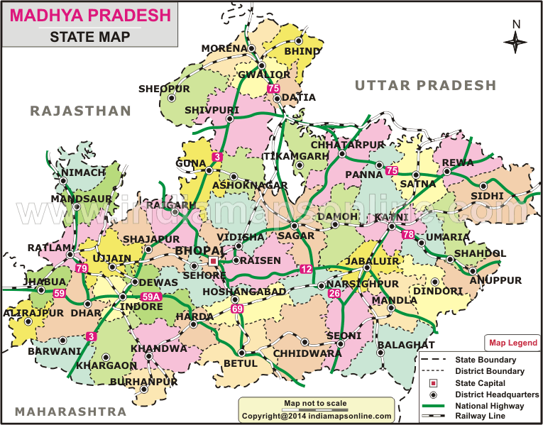 Madhya Pradesh Map, India
