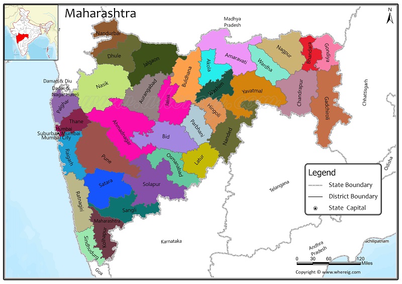 Maharashtra District Map, List of Districts in Maharashtra