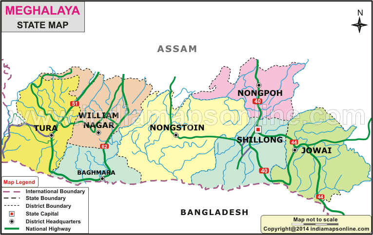Meghalaya Map, India
