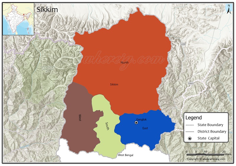 Sikkim District Map, List of Districts in Sikkim