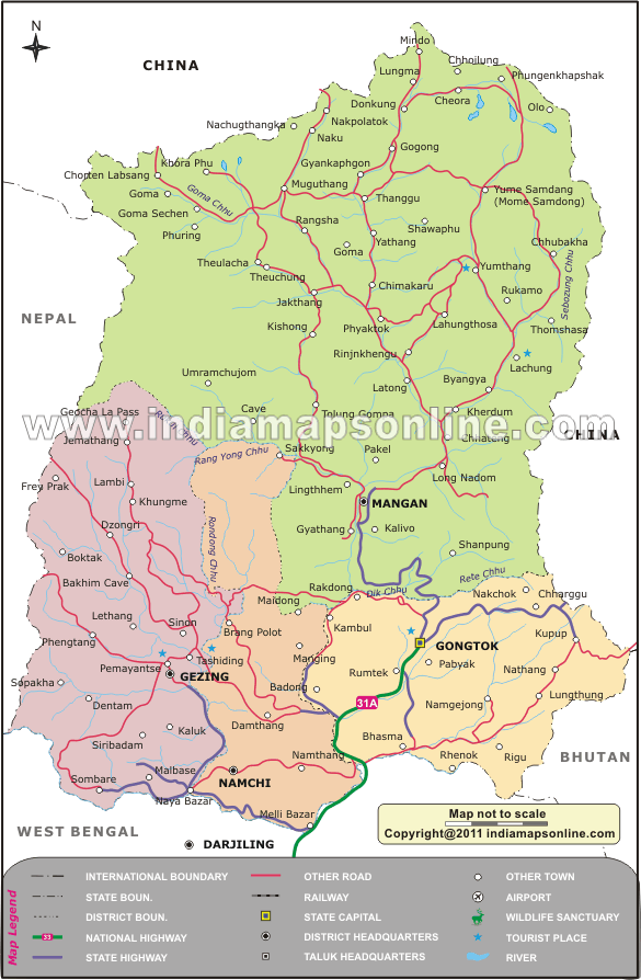 Sikkim Map, State map of Sikkim, India