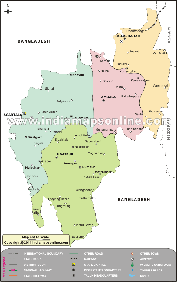 Tripura Map, State map of Tripura, India