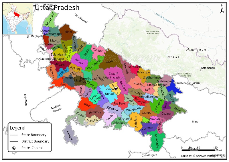 Uttar Pradesh District Map, List of Districts in Uttar Pradesh