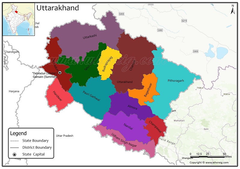 Uttarakhand District Map, List of Districts in Uttarakhand