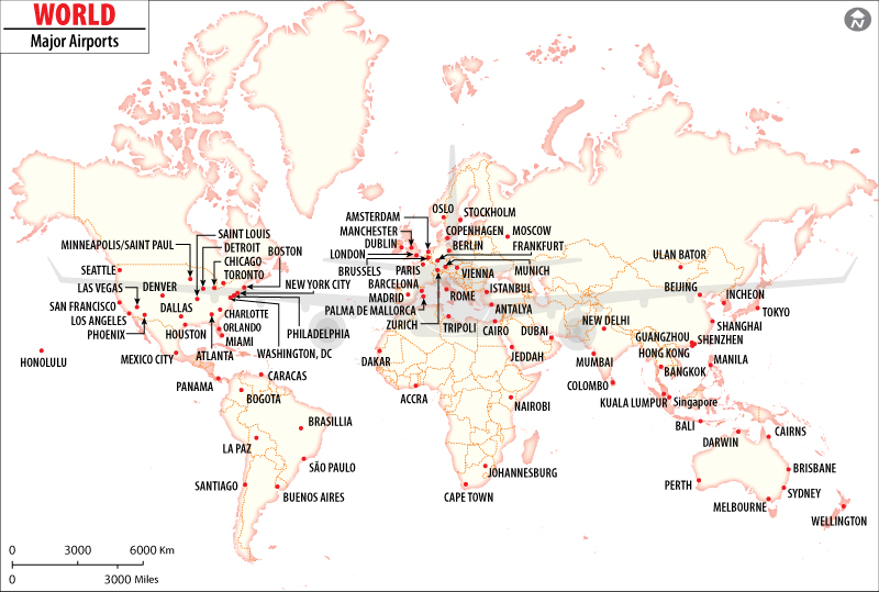 World Airports Map List Of International Airports
