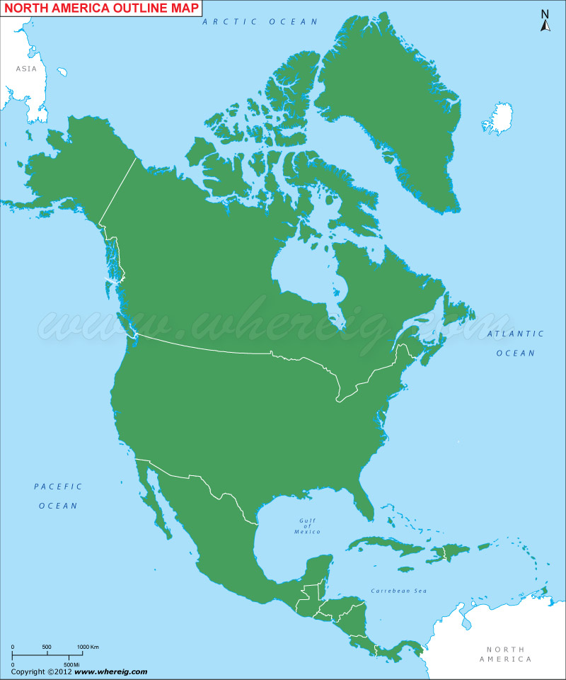North America Outline Map North America Blank Map