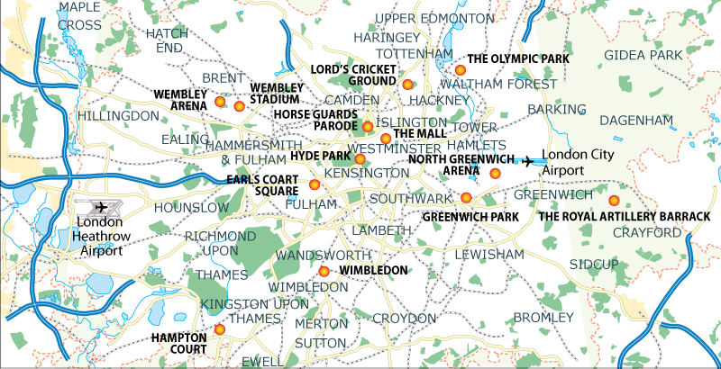 London 2012 Olympics Venues Map