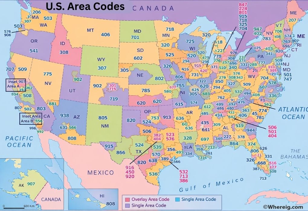 US Area Codes Map