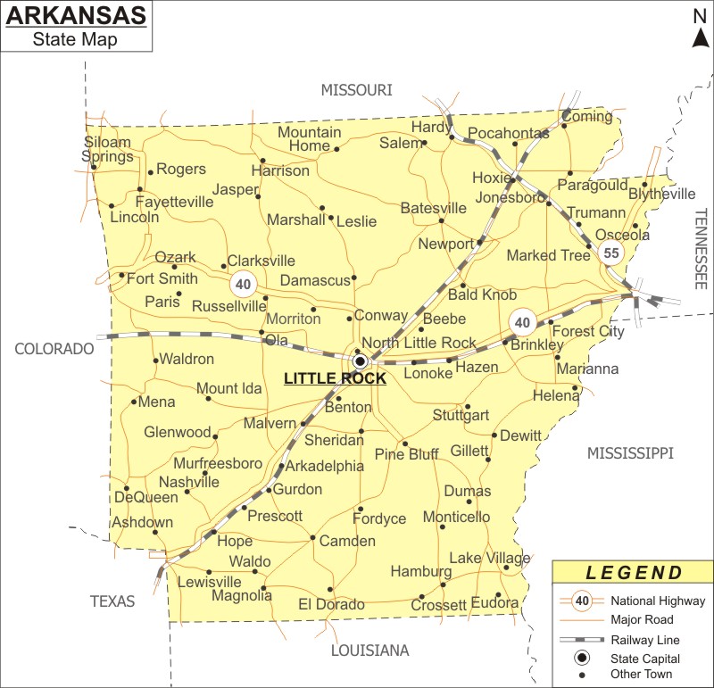 arkansas state map with cities and towns Arkansas Map Map Of Arkansas State Usa Highways Cities arkansas state map with cities and towns