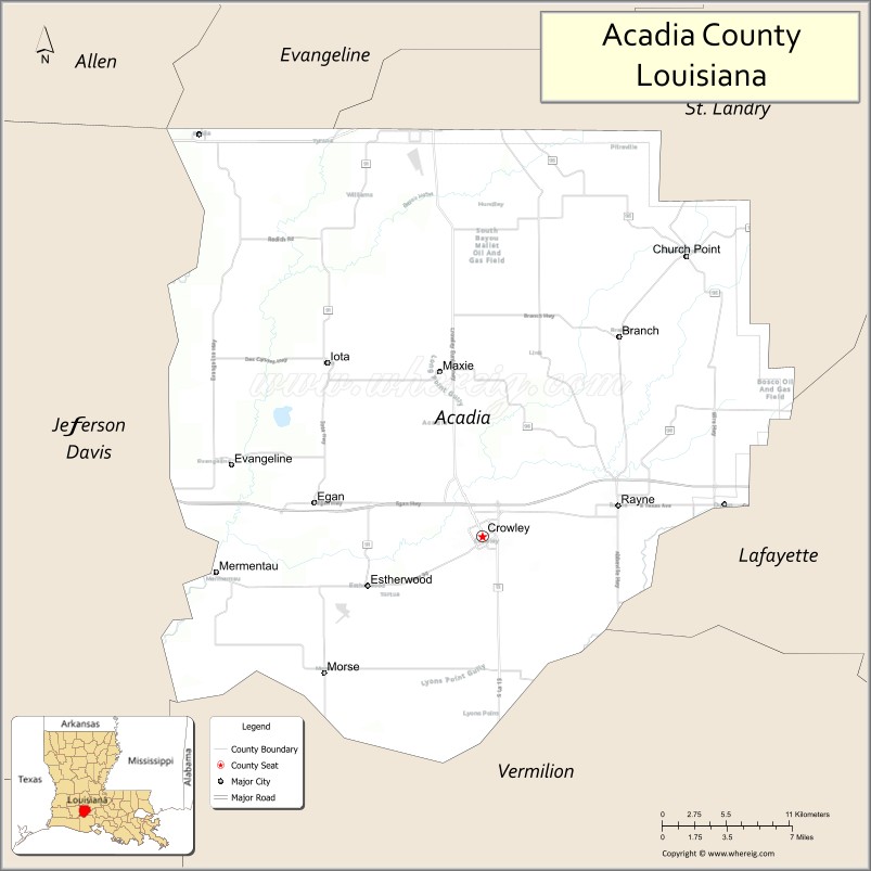 Map of Acadia Parish, Louisiana