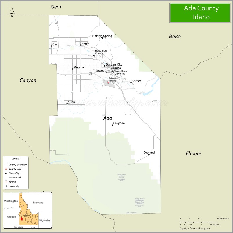 Map of Ada County, Idaho