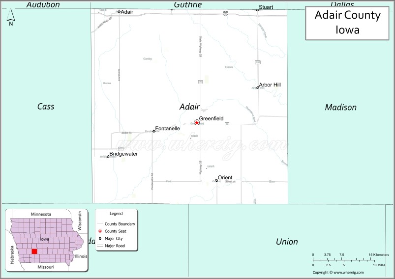 Map of Adair County, Iowa