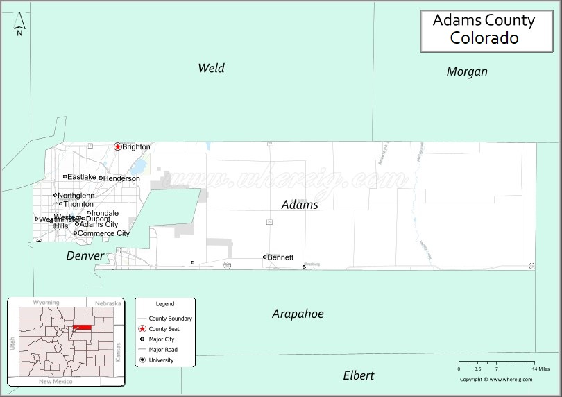 Map of Adams County, Colorado