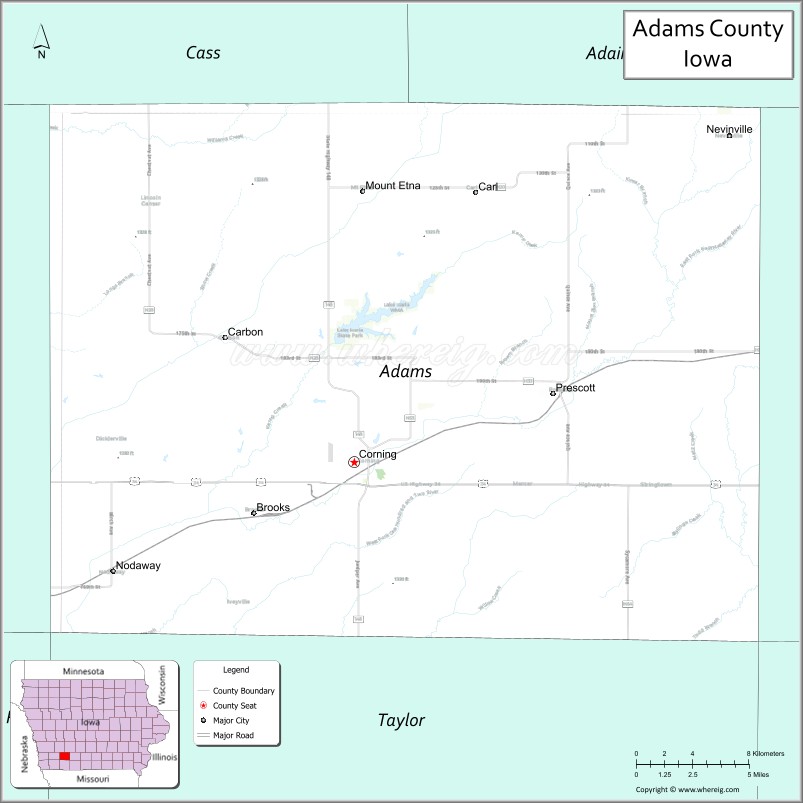 Map of Adams County, Iowa
