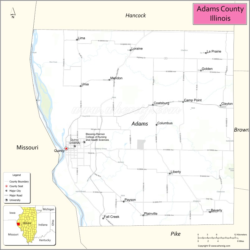 Map of Adams County, Illinois