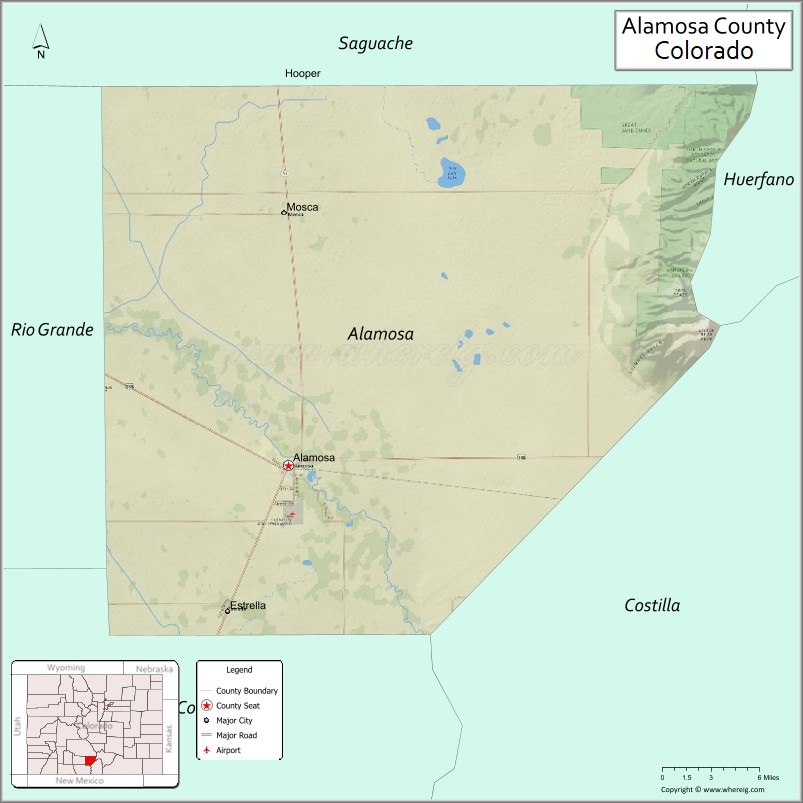 Map of Alamosa County, Colorado