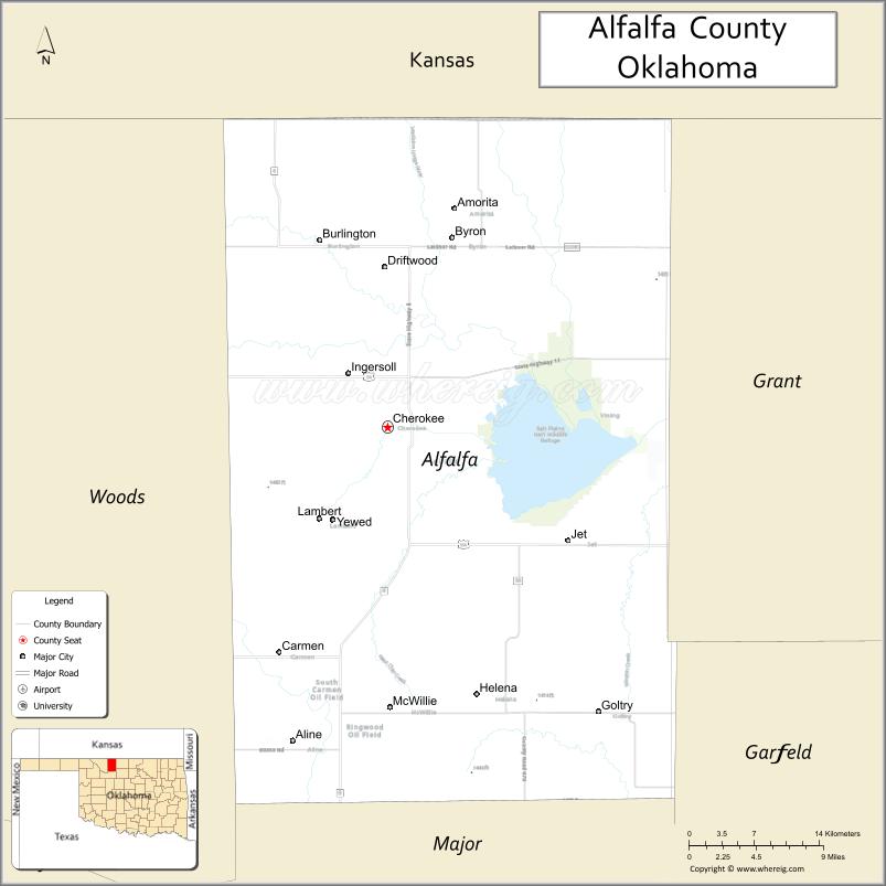 Map of Alfalfa County, Oklahoma
