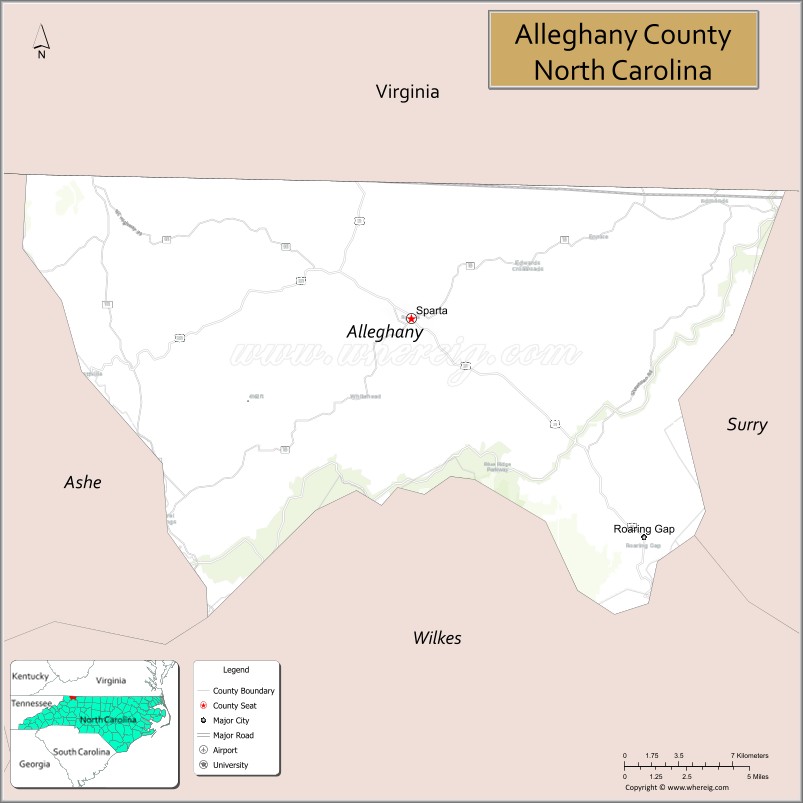 Map of Alleghany County, North Carolina