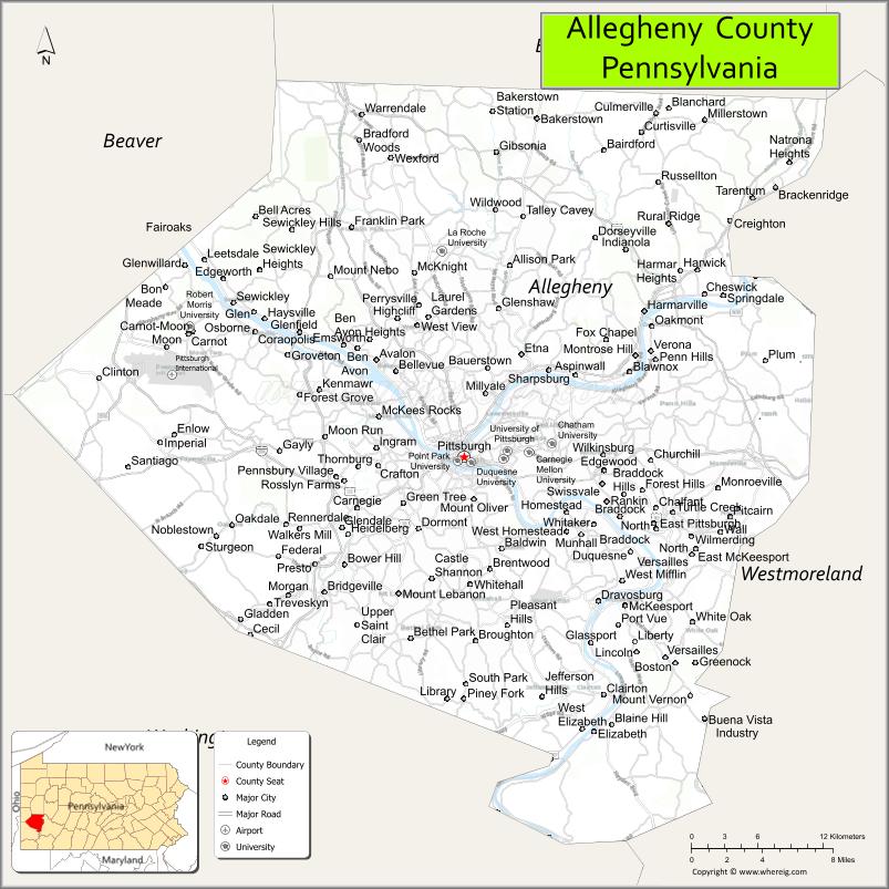 Map of Allegheny County, Pennsylvania
