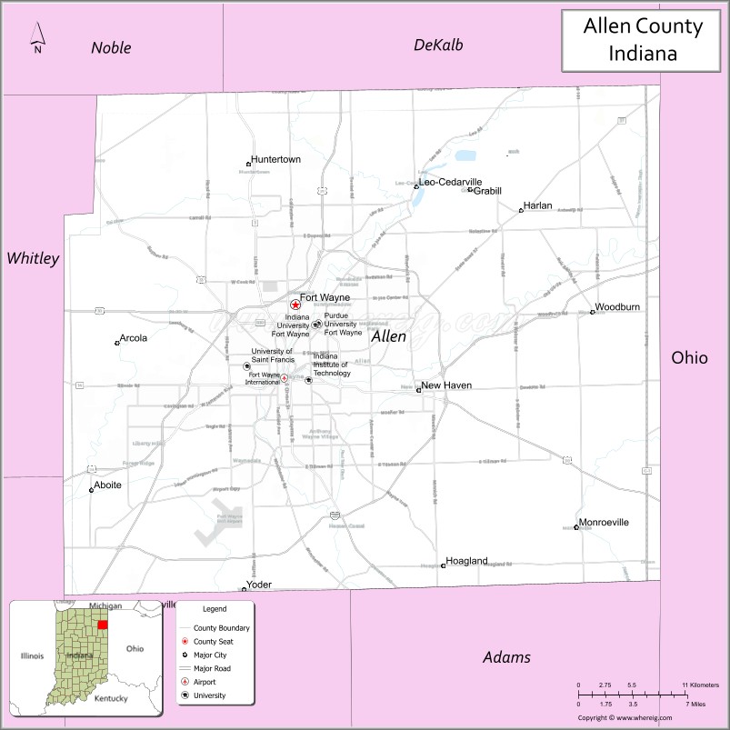 Map of Allen County, Indiana