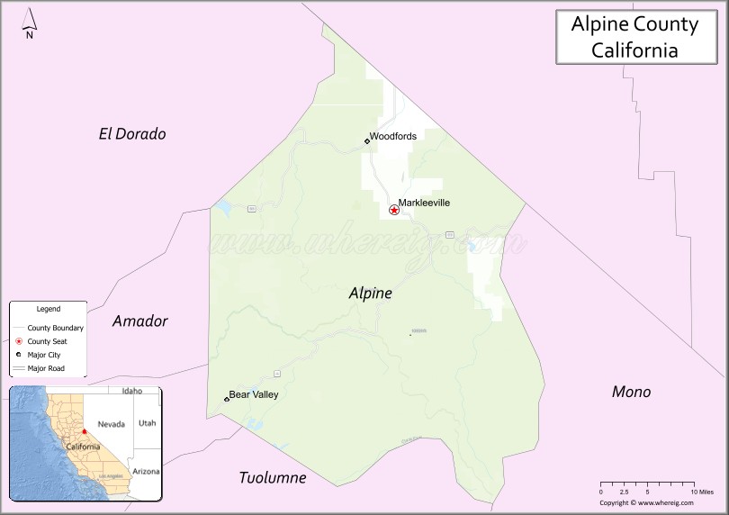 Map of Alpine County, California