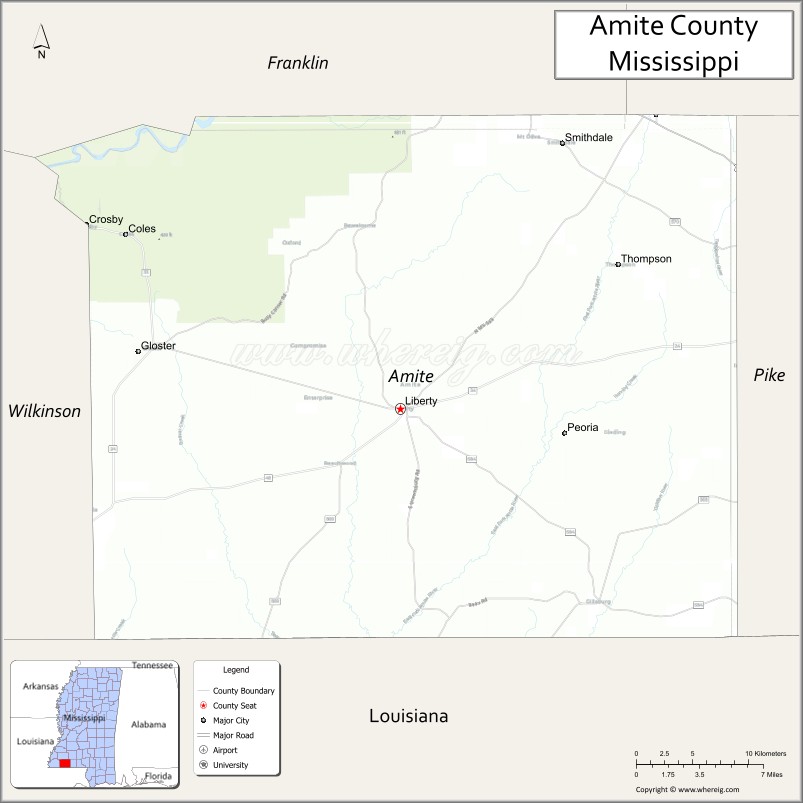 Map of Amite County, Mississippi