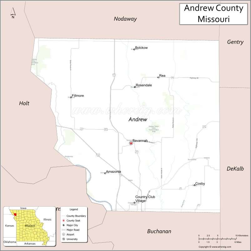 Map of Andrew County, Missouri
