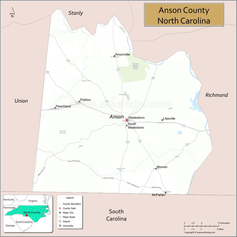 Map of Anson County, North Carolina