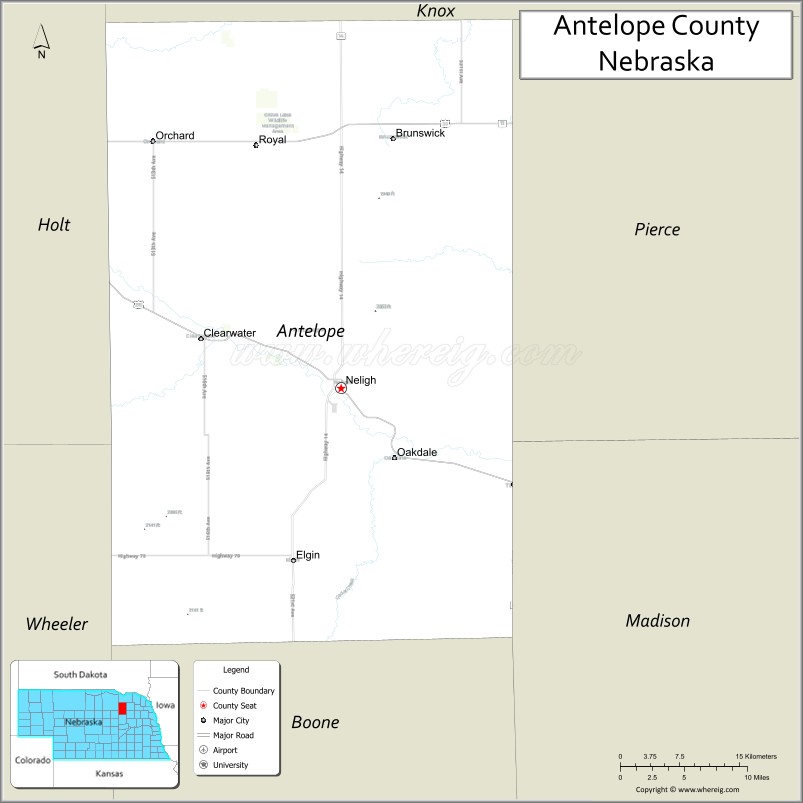 Map of Antelope County, Nebraska