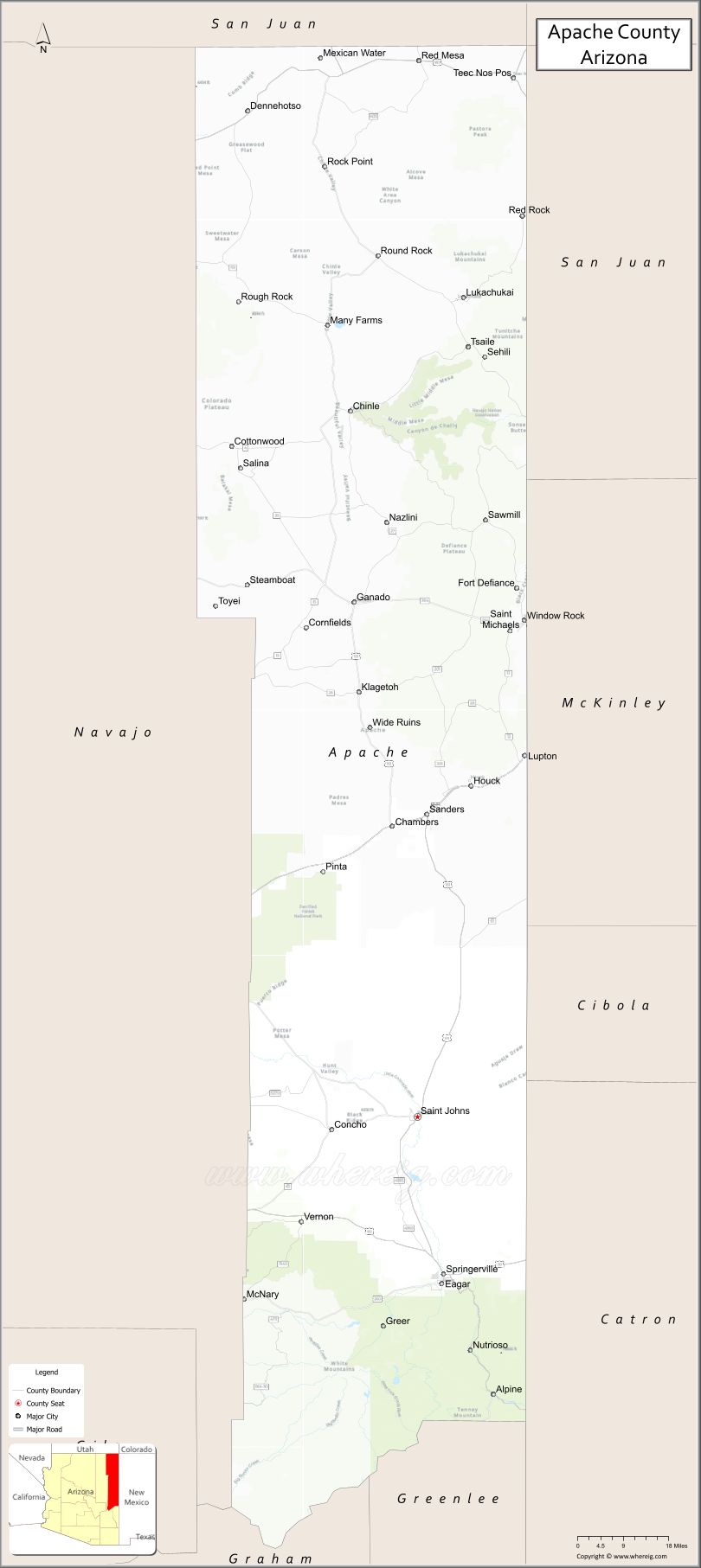 Map of Apache County, Arizona